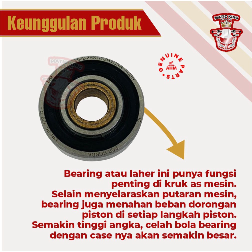 Bearing CVT Vario Beat Karbu Fi ESP 110 125 150 asli AHM dan SKF Fi  91005-KVB-N50