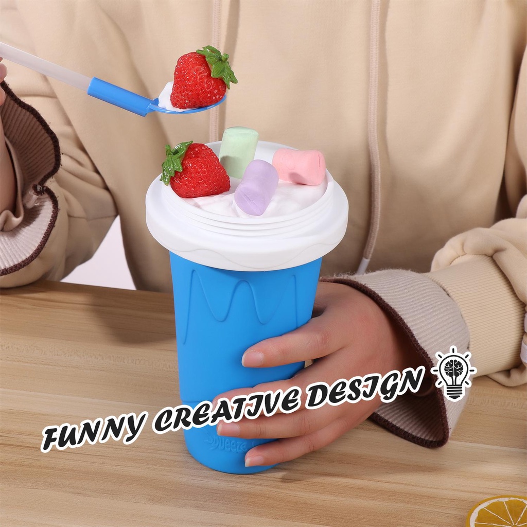 Solighter 1Pcs Slushy Cup DIY Milk Shake Kid Squeeze Cup Musim Panas Es Cepat Beku Magic Silicone Cup