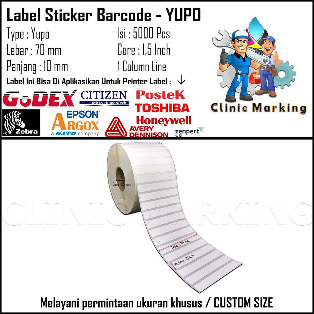 

Label Sticker Barcode Yupo 70mm X 10mm - 1 Line Isi 5.000 Pcs
