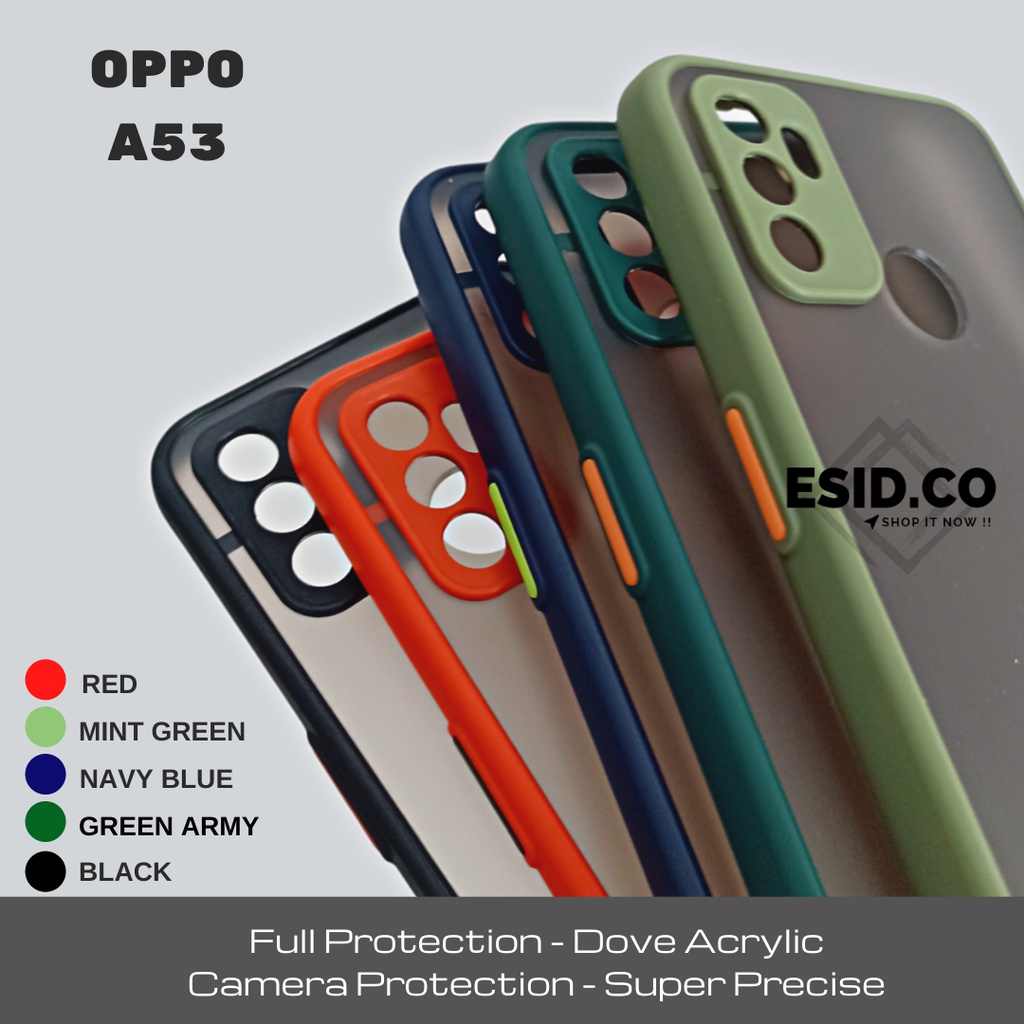 Case Oppo A53 Camera Protection Frosted Acrylic Dove Matte