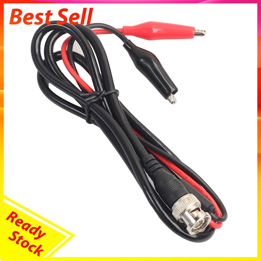 BNC Male Plug to Dual Alligator Clip Oscilloscope Test Probe Lead Cable 1m