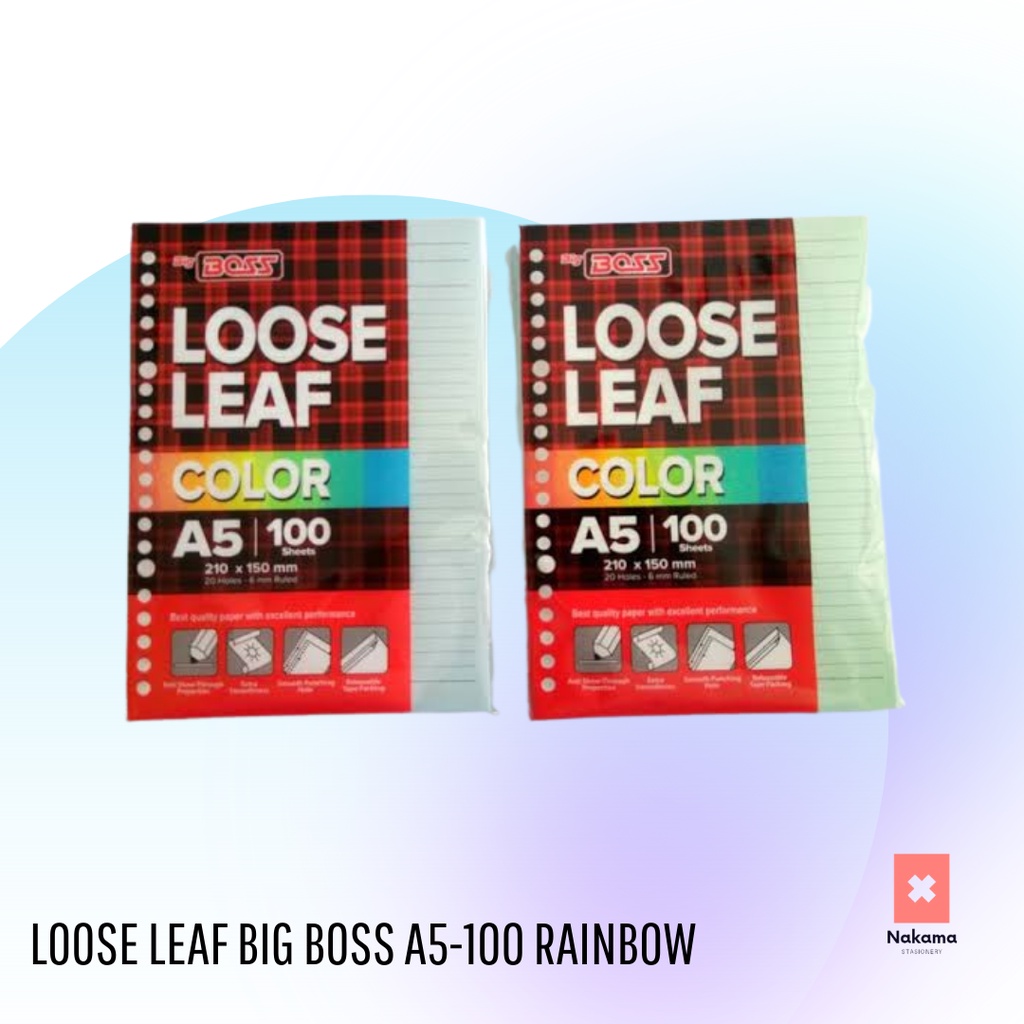 

Loose Leaf Isi Binder Big Boss A5 100 Lembar Rainbow