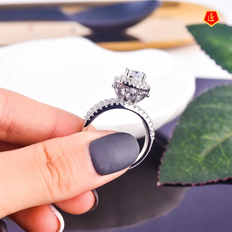 [Ready Stock]Luxury Elegant Three-Layer Diamond Inlaid Moissanite Ring