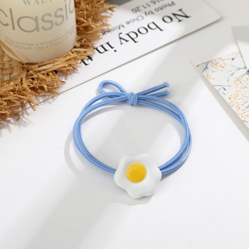 OVERFLOWS.ID Ikat Rambut Egg Tali Rambut Ala Korea Bentuk Telur Ceplok Murah-TELOR Blue