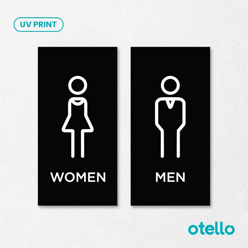 Otello Sign Toilet Pria Wanita Minimalist Signage Acrylic Modern Akrilik Label Tanda Nama Ruang Akrilik Restroom WC Men Women