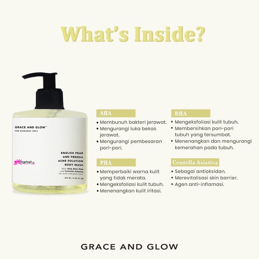 [BPOM] Grace and Glow Black Opium Brightening - English Pear &amp; Freesia Anti Acne Body Wash - Body Scrub - Miss Moisture - Peony Blush