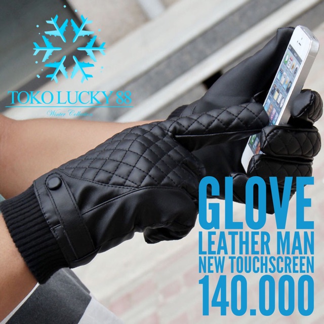 IMPORT Glove Leather Man Genuine Original Fur Thermal Sarung tangan Kulit Asli touchscreen bulu musim dingin