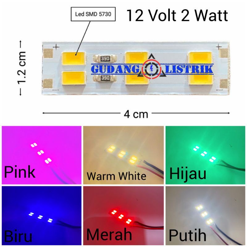 Led Module PCB 6 mata SMD 5730 DC 12V 2 Watt 4cm