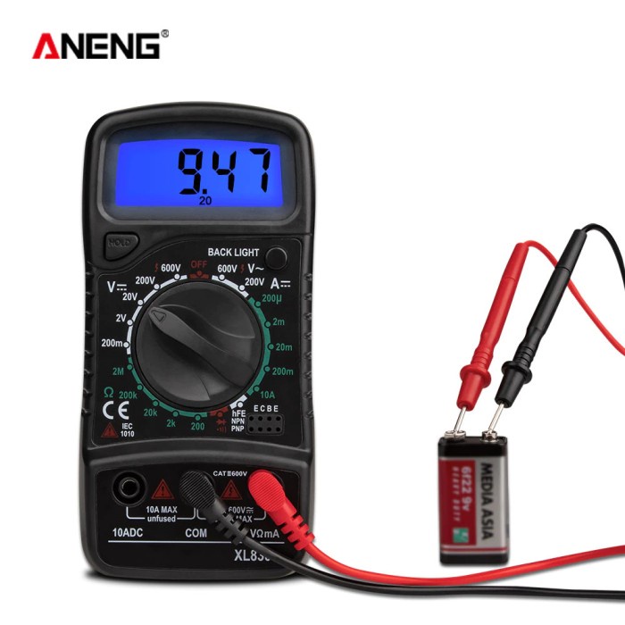 ANENG Digital Multimeter Voltage Tester - XL830L - Black