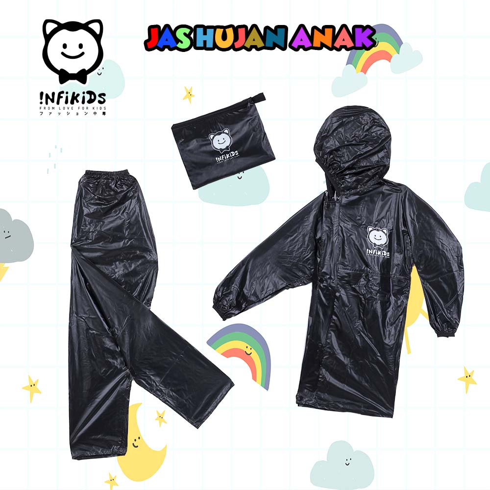Infikids Jas Hujan Anak Tanggung Setelan Atasan Jaket Celana Karakter 7, 8, 9, 10 Tahun Inficlo Kids