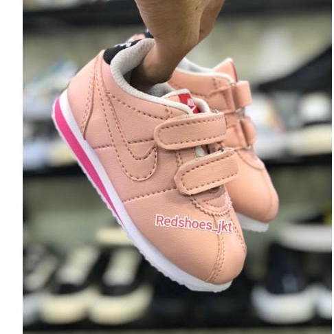 Sepatu Anak Perempuan Velcro Nike Cortez Peach Pink Grade Original BNIB-2
