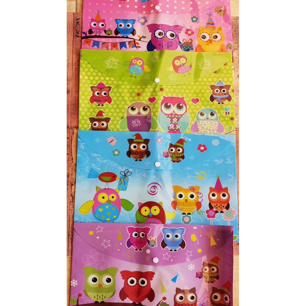 Document File Bag Folder 1 Lusin - 12 Pcs Map Kancing Plastik Owl LD-6209-01