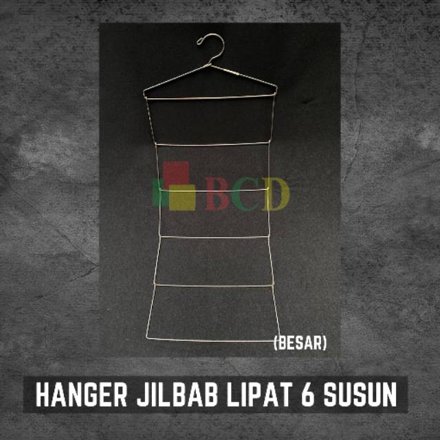 Hanger jilbab 6 susun (2 ukuran) lipat / hanger jilbab kawat tebal 6 susun