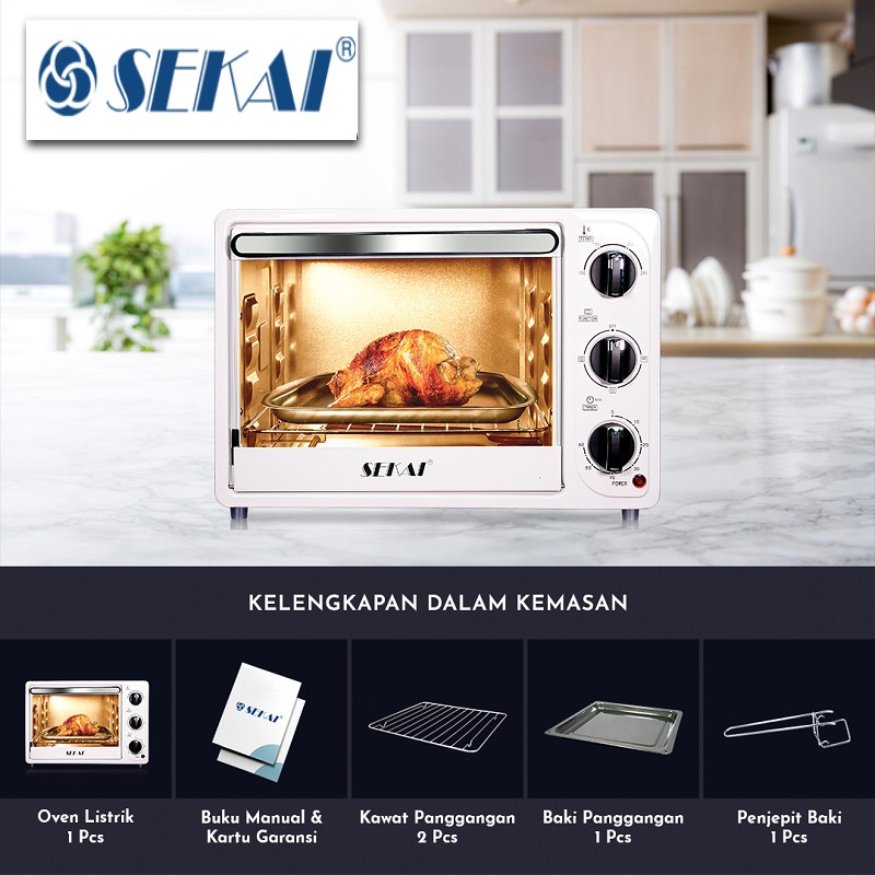 SEKAI Oven Listrik Low Watt Kapasitas 21L UkL / 18L UkD Pemanggang Makanan Serbaguna - OV 180