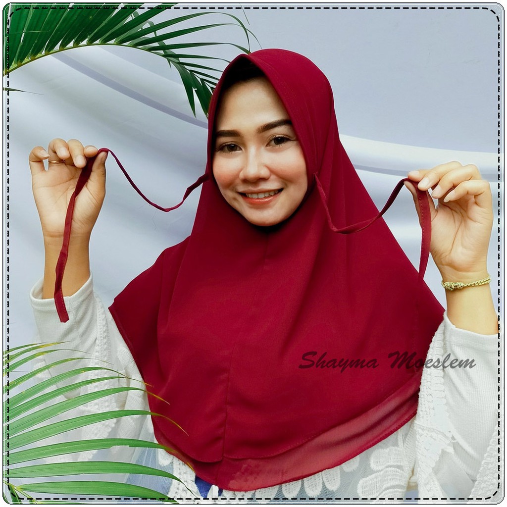 Khimar 2 Layer Ceruty Pet Antem Tali Belakang / Khimar 2Layer Rubiah