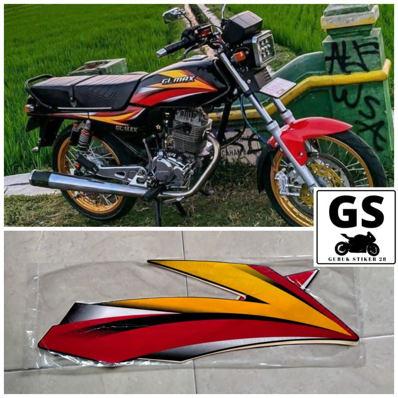 STRIPING STIKER LIS BODY MOTOR HONDA GL MAX TAHUN 2005 MERAH