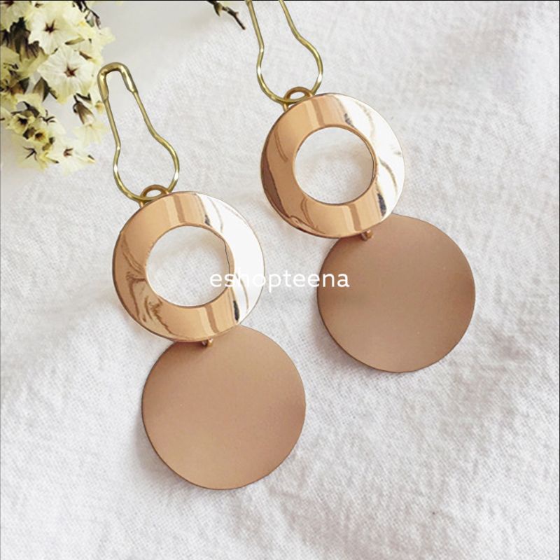 A21 Anting hijab juntai bulat susun gold warna