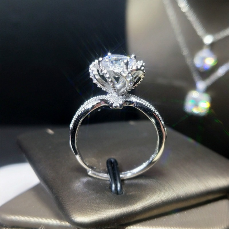 Cincin Berlian dengan Platinum Plated Adjustable Pembukaan