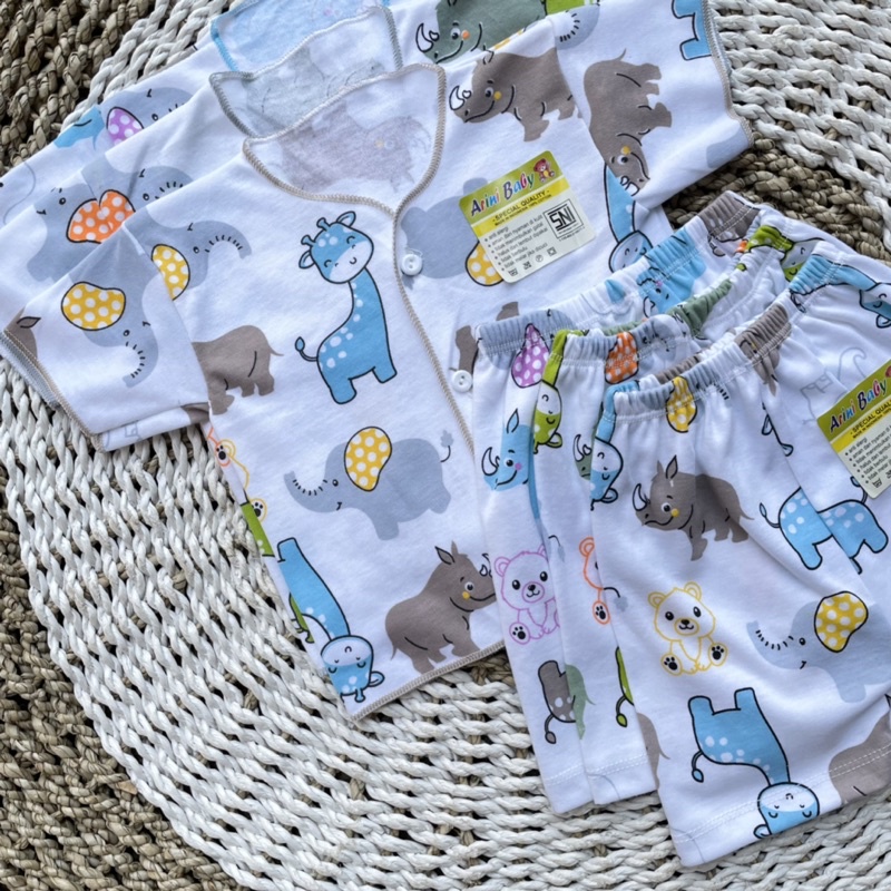 3 PCS Baju Bayi Lengan Pendek + Celana Pendek Bayi Baru Lahir Baju Bayi Setelan Warna Kuning Celana Bayi Newborn Bayi Hadiah Lahiran Bayi DNW BABY