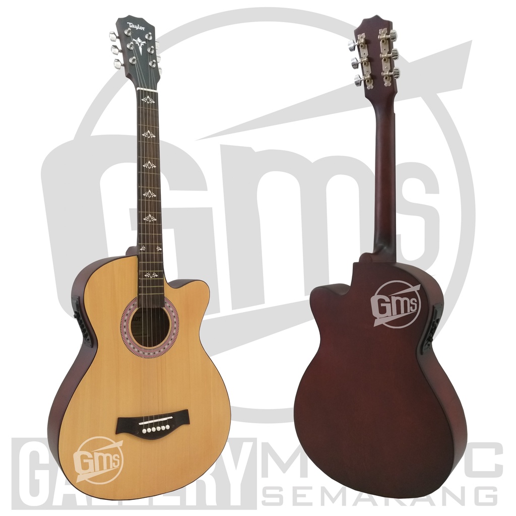 Gitar Akustik Elektrik Taylor Tanam Besi Bonus Packing Kayu &amp; Bubble Warp