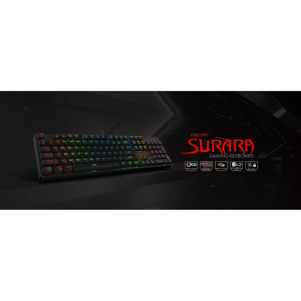 Keyboard Gaming Mechanical Redragon Optical RGB SURARA K582RGB-PRO - K582-PRO