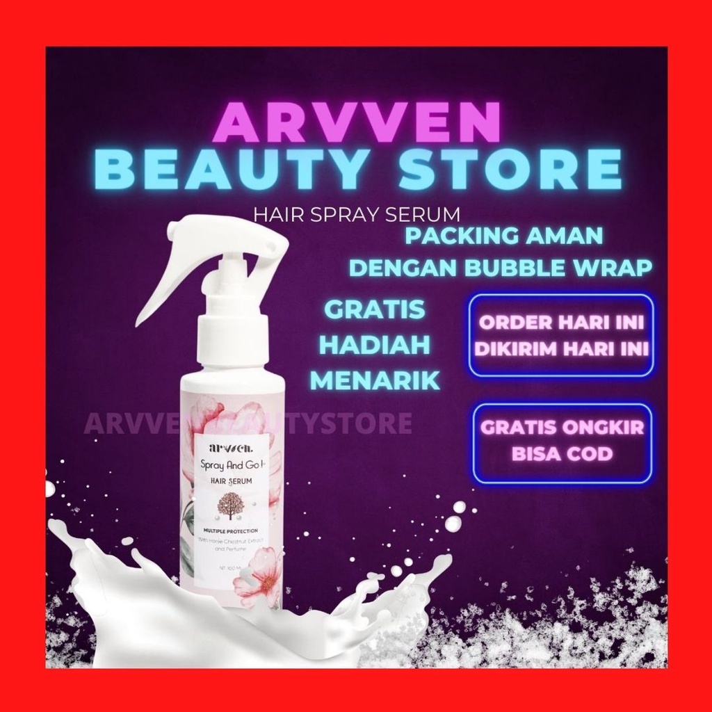 BISA COD ARVVEN HAIR SERUM SPRAY AND GO ARVEN SERUM RAMBUT ARWEN KOSMETIK COSMETIK ARRVEN ARVEEN