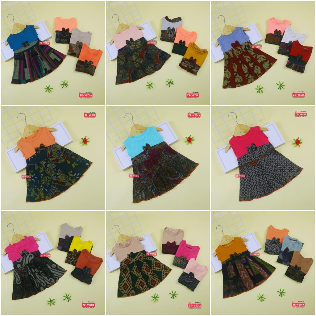 Dress Aila 6-18 Bulan / Dres Pesta Murah Grosir Baju Anak Perempuan Harian Gaun Yukensi Batik kiosbalitaaprilia