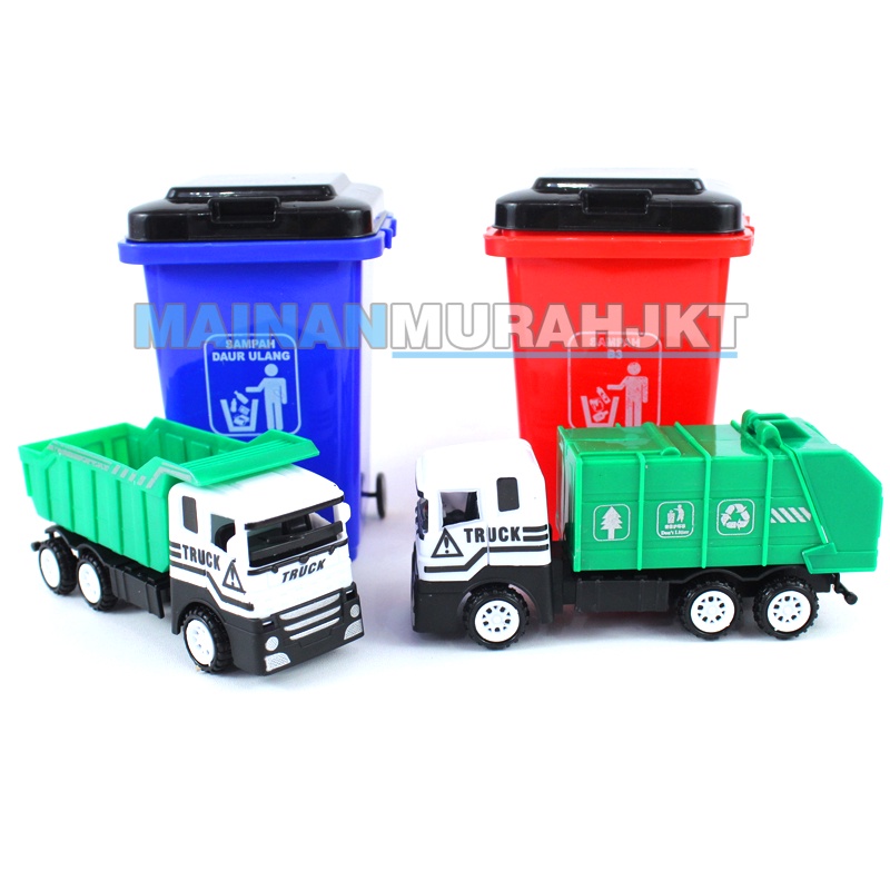 MAINANKEI ANAK MURAH MOBIL SET KEBERSIHAN MT52 MOBIL MOBILAN TRUCK SAMPAH DAN TEMPAT SAMPAH BESAR CAR TRUCK