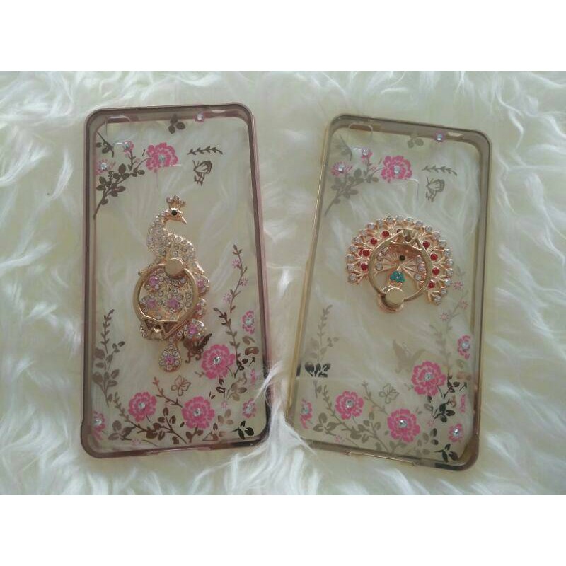 Bumper Flower Diamond Case & Ring Oppo Neo 7 R7 R7 Lite R7S F1S F1 Plus