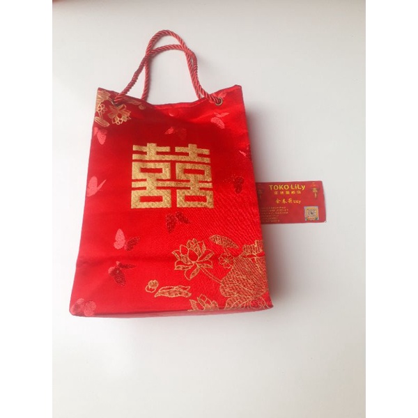 Goodie Bag Satin Shuang Xi Sangjit Sanjit Lamaran Wedding Pernikahan