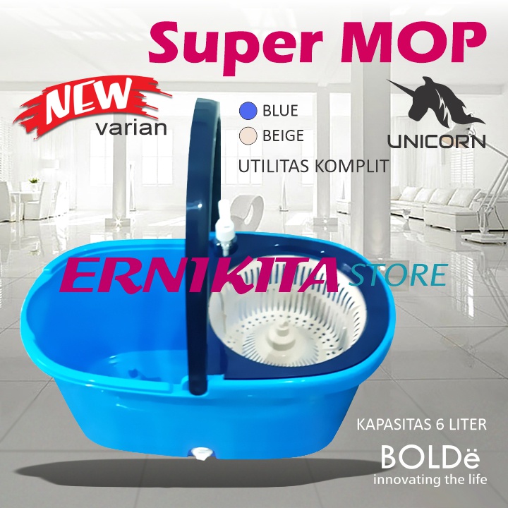 Alat Pel Super MOP BOLDe Unicorn - Botol Sabun + Drainase