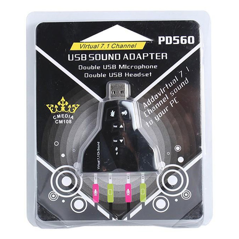 Trend-Universal USB Sound Adapter 7.1 Double Plus Volume - Hitam