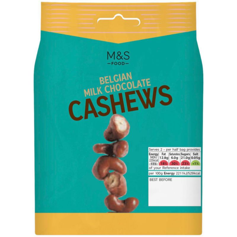 

MARKS & SPENCER M&S FOOD Belgian Milk Chocolate Cashews 85g