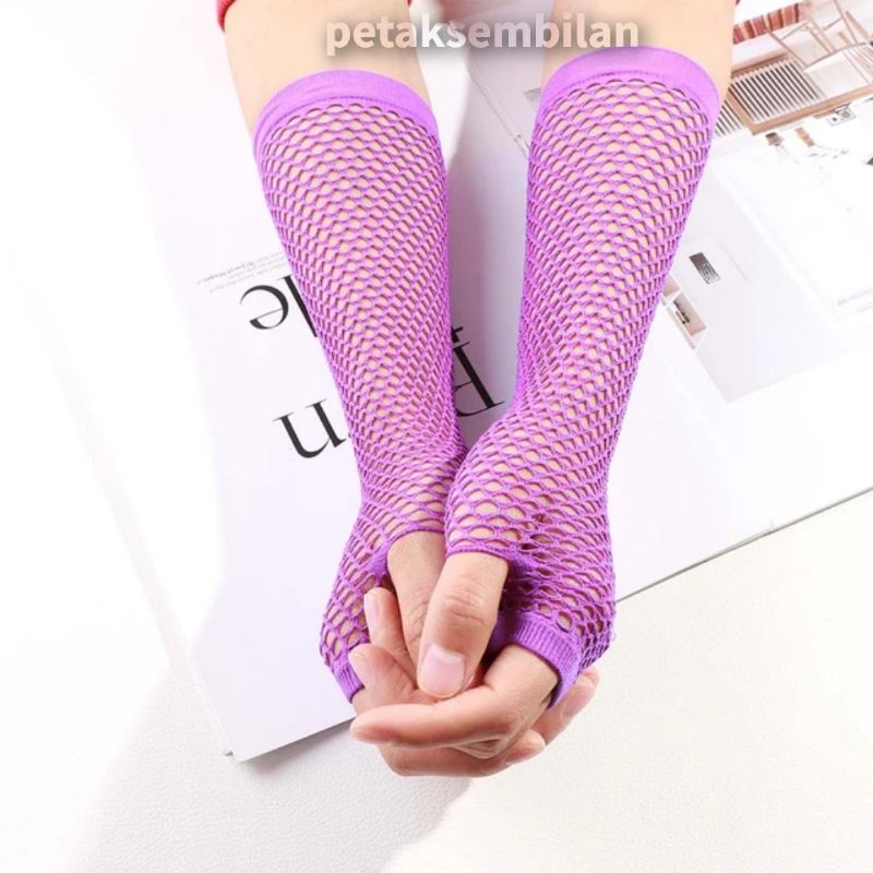 Sarung Tangan Manset Jala Jaring Fingerless Fishnet Gloves