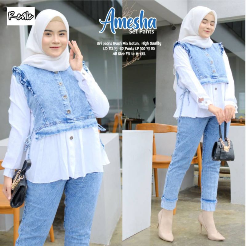 amesha set / setelan jeans