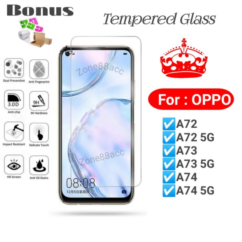 Antigores Tempered Glass Screen Guard protector Oppo A72 A73 A74 5G TG Bening Antiblue Spy Blue light Full Garskin Lensa Lens Pelindung Layar 9D