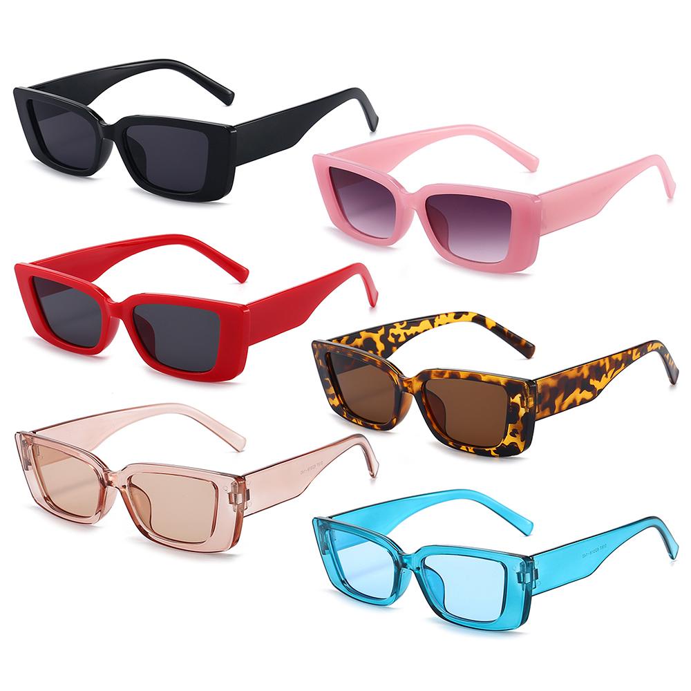 R-flower Rectangle Sunglasses Candy Color UV 400warna Perlindungan Perlindungan Mengemudi Kacamata