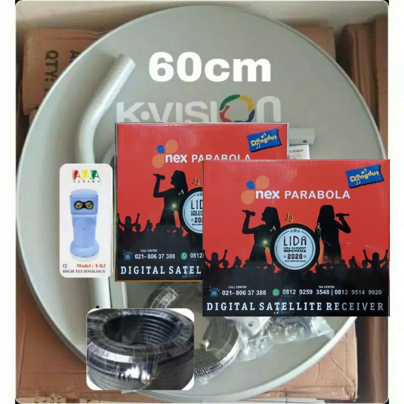 Antena Parabola 60cm Untuk 2TV Receiver Nex Parabola Merah hd