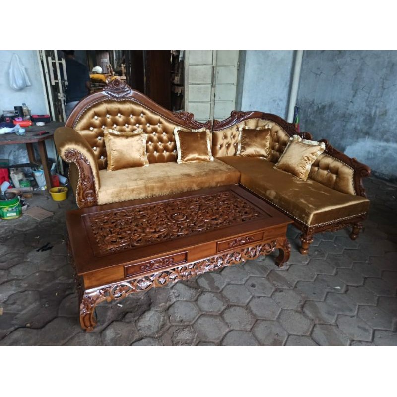 sofa bellagio Kursi tamu sudut kayu jati grade A termurah dan kokoh