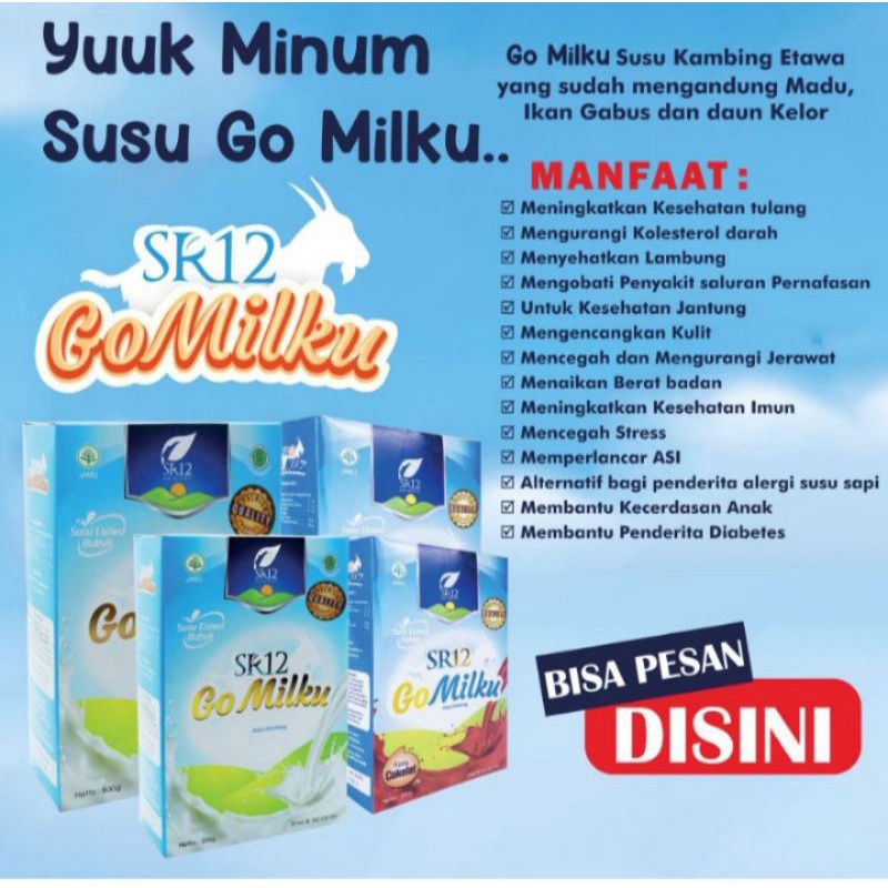

SUSU KAMBING ETAWA TERBAIK/DENGAN KANDUNGAN IKAN GABUS DAN DAUN KELOR/SR12 GO MILKU SUSU ETAWA 600 GRAM
