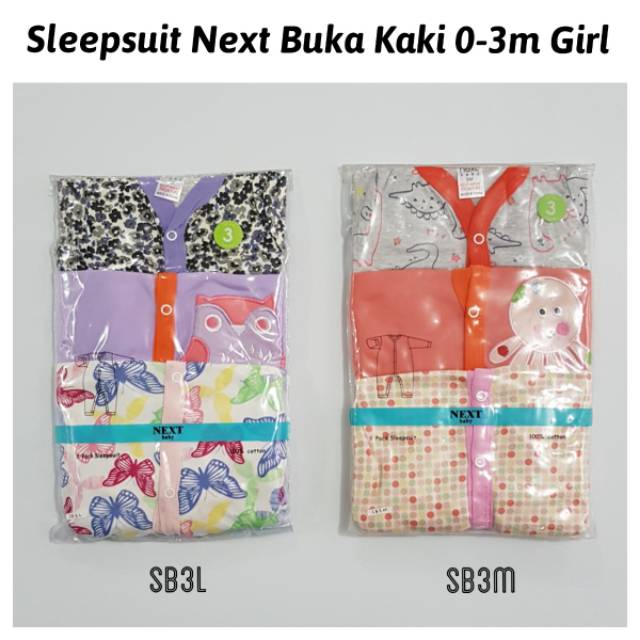 Baju Bayi - Sleepsuit Buka Kaki Girl (SB)