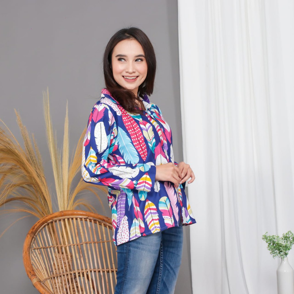 Tokomilkan - Atasan Wanita Motif Corak Tunik APRILIA SHIRT | Blouse Wanita