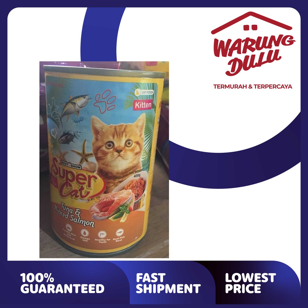 KALENG SUPER CAT KITTEN TUNA &amp; MINCED SALMON 400GR