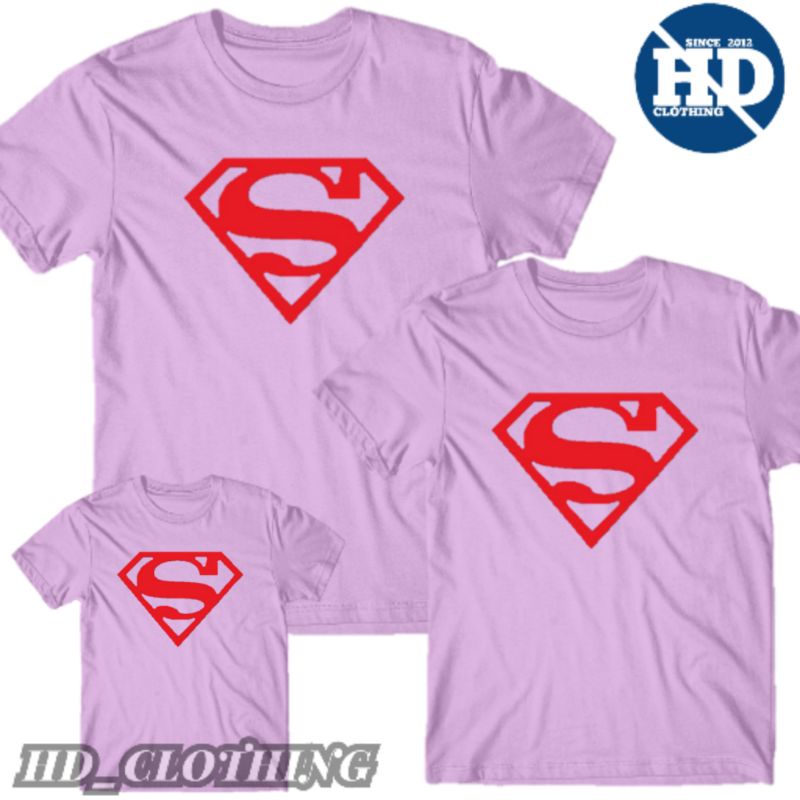 Kaos anak dan keluarga motif superman bahan cotton combed 30s