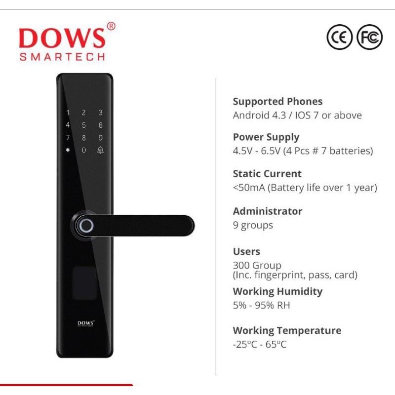 Kunci Pintu Digital Dows 8025 F / DOWS DIGITAL DOOR LOCK 8025 / Digital Lock / Smart Lock Dows