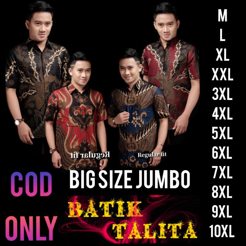 KEMEJA BATIK PRIA LENGAN PENDEK BIG SIZE JUMBO M.L.XL.XXL.3XL.4XL.5XL.6XL.7XL.8XL.10XL