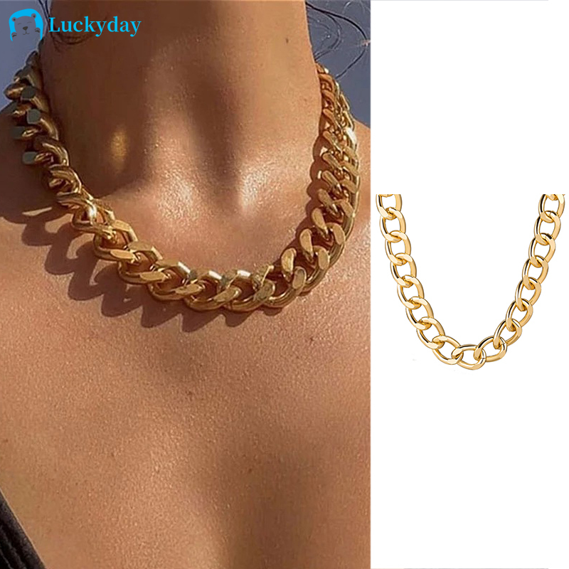 YEEZII Kalung Rantai Klavikula Warna Emas Gaya Retro Untuk Aksesoris Perhiasan Wanita