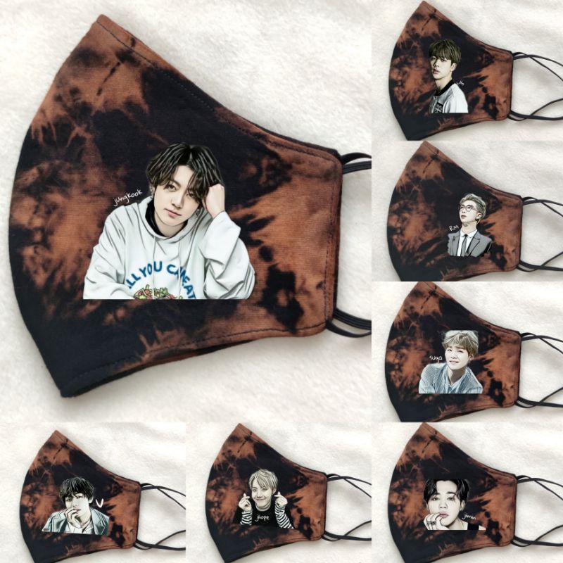 Blacktee Masker Kain Non Medis Tiedye Motif BTS jungkook V Rm Jhope Jimin Jin Suga Premium