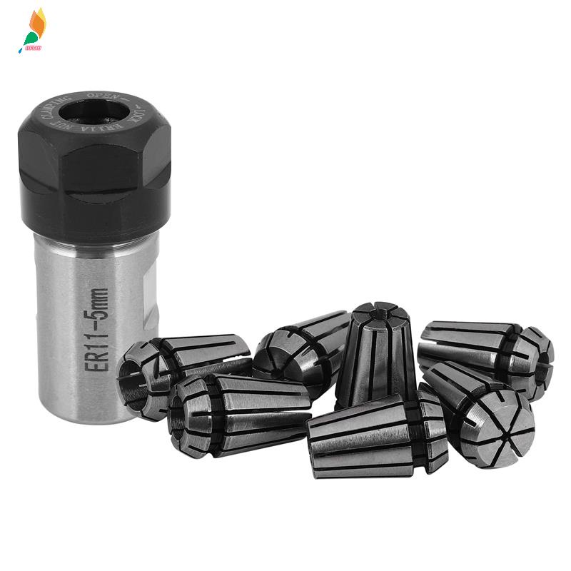 7Pcs Collet ER11 1 / 2 / 3 / 4 / 5 / 6 / 7mm Bahan Baja Dengan Shaft Motor 5mm ER11A