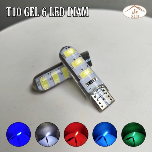 LAMPU LED T10 CRYSTAL JELLY GEL STROBO KEDIP 6 MATA MOTOR MOBIL 2pcs